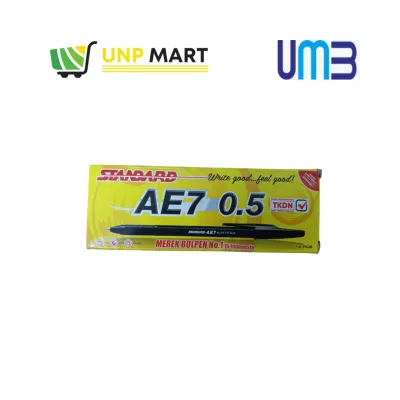 PENA STANDARD AE7 HITAM. 1 Pack isi 12 Pcs